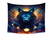 Dreamcatcher Space Moon Wolf Tapestry