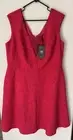 NWT Lane Bryant ABS Allen Schwartz Red Dress 1X Jacquard Jersey Knit V Neck $283