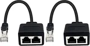 Duttek RJ45 Ethernet Splitter, 1 Male to 2 Female Adapter, Cat 5/6 LAN Ethernet Cable Extender, Surf Online at the Same Time, 2 Pack