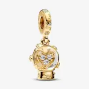 *BRAND NEW* Pandora 14k Gold Plated Heart Snowflake Snow Globe Charm 762825C01