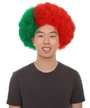 World Cup Portugal National Flag Short Afro Wig Hair Soccer Fans Cheering HM-715