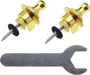 2pcs Metal Strap Locks for Instrument Guitar with a Wrench,Bass Strap Locks Set,Plated Alloy Security Strap Locks,Security Strap Lock System for Acoustic/Electric/Bass Guitar (Gold)