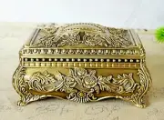 SANKYO RECTANGLE VINTAGE GOLD TIN ALLOY MUSIC BOX ♫ HOWLS MOVING CASTLE ♫