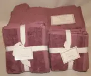 Hotel Eight Piece Bathroom Towel Set Solid Purple 100 % Cotton New