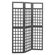vidaXL Solid Fir Wood 3-Panel Room Divider/Trellis Black 121 cm Privacy Screen
