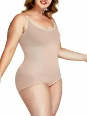 Womens Body Shaper Tummy Control Cami Bodysuit Seamless Slimming Shapewear NUDE
