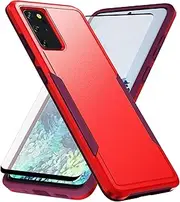 [Asuwish] Phone Case for Samsung Galaxy S20 Plus S20+ 5G with Tempered Glass Screen Protector Cover and Slim Thin Hybrid Protective Cell Accessories S20+5G S20plus 20S + S2O S 20 20+ G5 Women Men Red