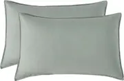 Twin Pack Vintage Washed Microfibre Standard Pillowcase (Sage, Standard)