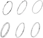 [DATOA] 6Pcs 1/2MM Stainless Steel Toe Rings Set for Women Minimalist Stackable Band Toe Rings Fashion Beach Foot Jewelry