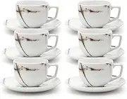 salt&pepper Marble Tea Cups & Saucers 220mL - Set of 6 - White - House Warming Gifts Teacups