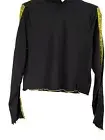 Juicy Couture Top Size L Black Rayon Spandex Mock Neck Long Sleeve Crop Top