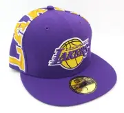 New Era 59FIFTY NBA LA Los Angeles Lakers Big Text Purple Fitted Size 7 Cap Hat