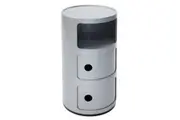 SK Designer Living | Replica Anna Componibili Round Storage Unit | 3 Tier | Grey | Silver