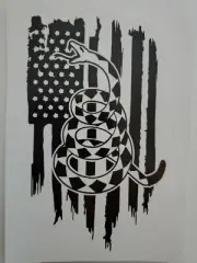 Don't Tread on Me distresses flag black and white Logo Vinyl Decal