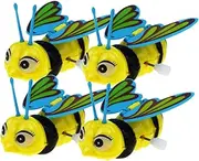 FELTECHELECTR 4pcs Clockwork Wind-up Toys for Boys and Girls Kawaii Bee Shaped Fidget Sensory Toys Retro Bulk Bee