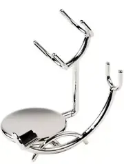 Low Profile Modern Chrome Razor Shaving Brush Stand for Safety & Straight Razors