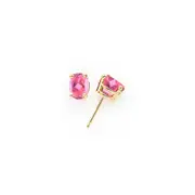14k Yellow Gold 7x5mm Oval Pink Tourmaline earring