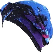 [Generic] Chemo Headwear Turbans for Women Head Wrap Elastic Knotted Beanie Pleated Beanie Vintage Print Turban Twisted Braid Cap