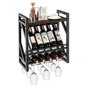 Giantex 3-Tier Wall Mounted Wine Rack 10 Bottles Wine Holder Shelf Cellar Display w/Glass Holder