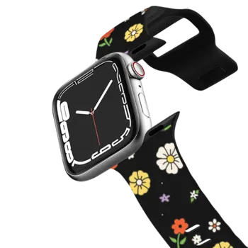 Apple Watch Series 7-9 (41mm) Impact Band Flower Power Black Apple Watch Band by Martina Martian