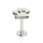 Surgical Steel LABRET PAW PRINT SCREW ON TOP Lip Tragus Bar Stud