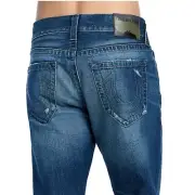 True Religion Men's Geno Premium Distressed Slim Jeans w/ Rips in Worn Suspect