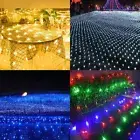 Party Garden Outdoor Solar LED String Waterproof Net Mesh Curtain Fairy Lights