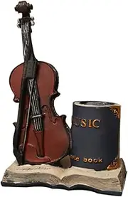 COHEALI Violin Pen Box Fashion Stationery Accessory Natural Resin Pen Container for Office Desk Decor