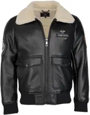 Top Gun 3035, synthetic leather jacket , color: Black , size: M