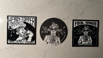 The Alchemist Brewing Focal Banger, Heady Topper Stickers & Coaster