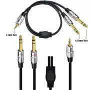 3.5mm to Dual 6.35mm Stereo Audio Y-Splitter Cable 4 to 8 Audio Cable