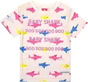 [Baby Shark] Girl's T-Shirt Glitter All Over Print Pink Top