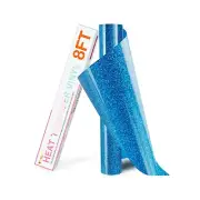 HTVRONT Blue Glitter HTV Heat Transfer Vinyl Rolls - 10" x 8ft Blue Glitter H...