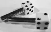 White Dice Door Lock Knob Pair ford chevy dodge moon mooneyes A Sled dragger rat