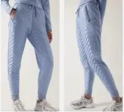 NWT Athleta Apres Ski Jogger Heron Blue Winter Pants QUILTED Cozy Womens Size 10