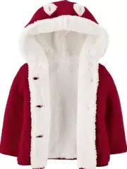 Carter's Baby Hooded Sherpa-Lined Cardigan Jacket Red Newborn NWT