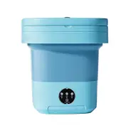 8L Portable Mini Washing Machine with UV Sterilization Foldable Spin Dryer with Drain Basket Drain H Blue EU Plug