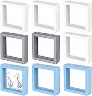 Zerodeko 9Pcs Seashell Holder Floating Display Box, Transparent Display Shelf Cases for Sea Shell Collectibles, Crystal Rock, Diamonds, Jewelry, Badges Decoration
