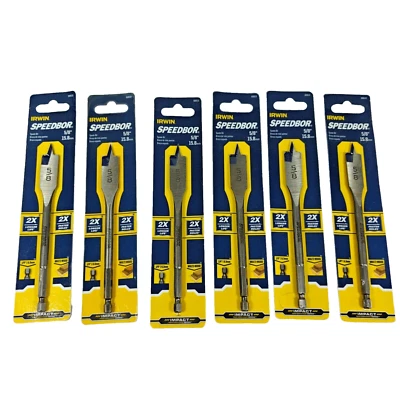 6 Pack Irwin 5/8" x 6" Long Spade Paddle Flat Drill Bit Speedbor Impact 88810