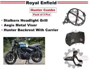 Fit For Royal Enfield "Hunter 350 Black Back Rest With Carrier pack of 3 Pcs"