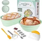 Silicone Banneton Bread Proofing Baskets, 9 Inch Round & 10 Inch Oval Foldable
