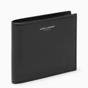 [Saint Laurent] Black leather bi-fold wallet One size Brown