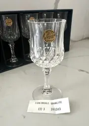 SET of 6 Cristal D'Arques Longchamp Goblet Wine Glass Wedding Made In France New