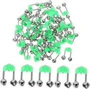 65pcs Sea Fishing Rod Bells Portable Dual Alert Bells for Night Fishing Fish Bite Alarm Clips