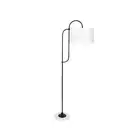 Metal Floor Lamp With Marble Base And Off White Shade