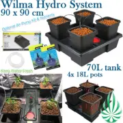 Hydroponic 4x18L Grow System Setup 90x90cm Wilma Drip Irrigation Indoor Grow Kit