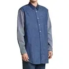 Levis Made & Crafted Mens Cotton/Linen Popover Button Down Shirt (Large, Blues)