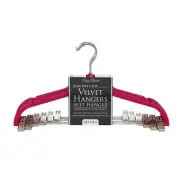 Simplify 6 Pack Velvet Hangers with Clips in Fuschia