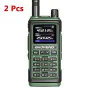2Pcs Green Baofeng UV-17 Pro GPS Handheld Walkie Talkie Six Bands Wireless Copy Frequency Flashlight Type-C Charger Ham