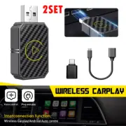 2Set 2-in-1 Wired to Wireless CarPlay Adapter Android Adapter Plug Play Dongle A